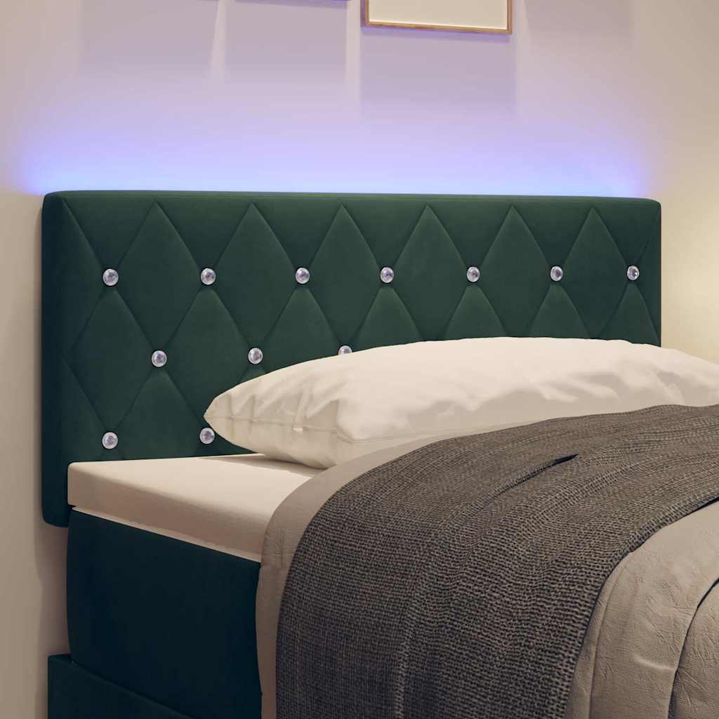 LED Headboard with LED Strip Lights Dark green 90 cm Velvet
